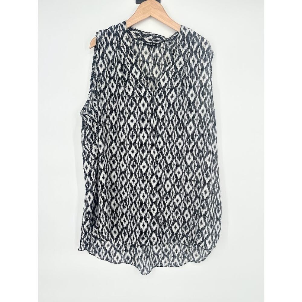 Sami & Jo Plus Size 2x Womens Sleeveless Tunic Top Geometric Office Flowy Modern